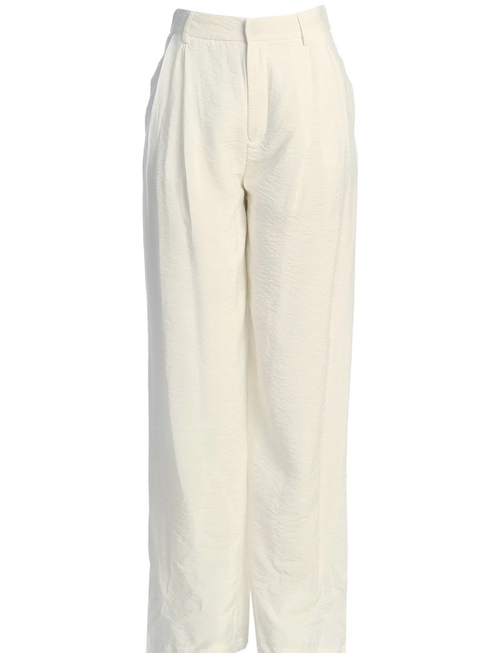 JLUXLABEL Ivory White Textured Wide-Leg High-Rise Trousers XS - Picture 3 of 5